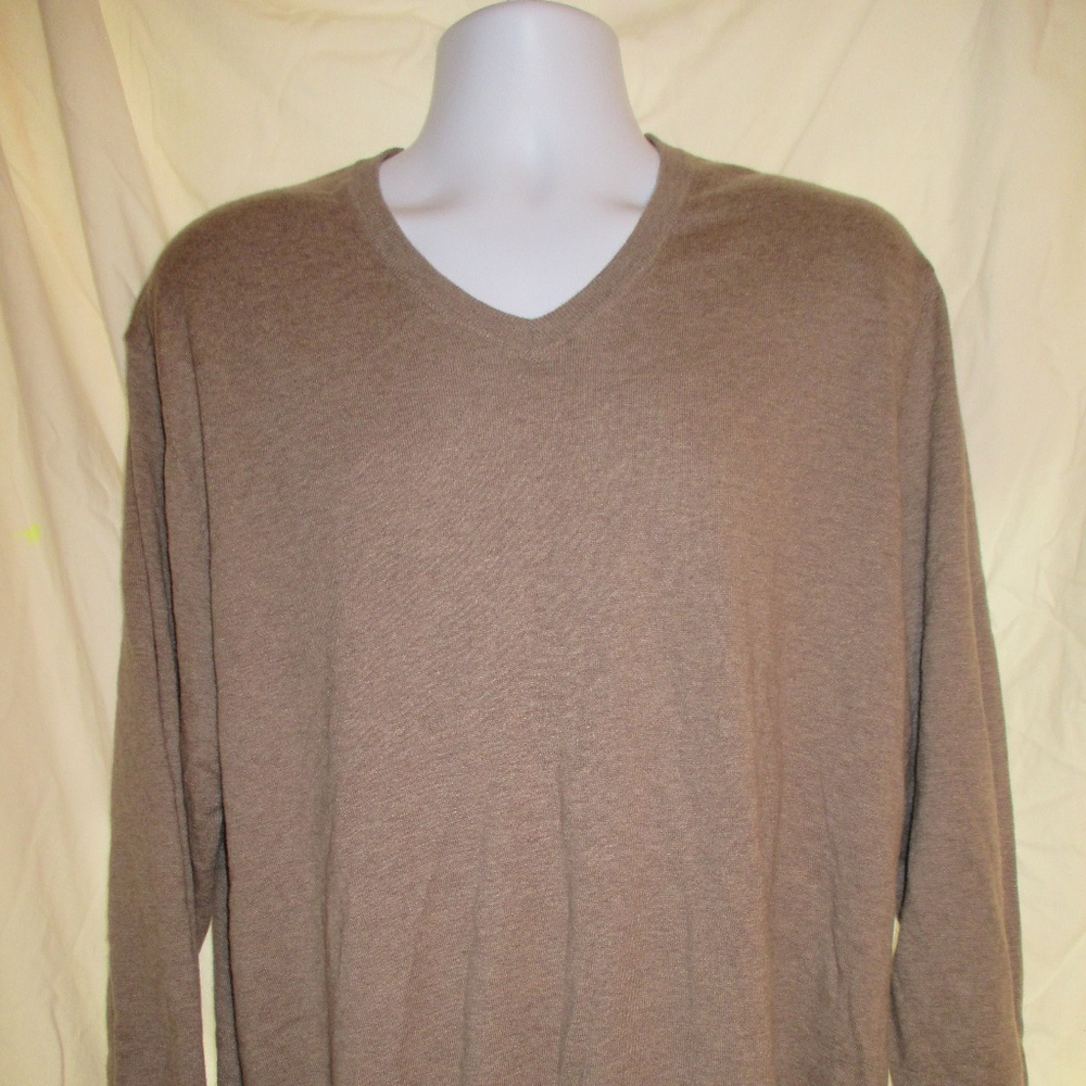 Cashmere Club Room V Neck Blend Tan Brown Sweater